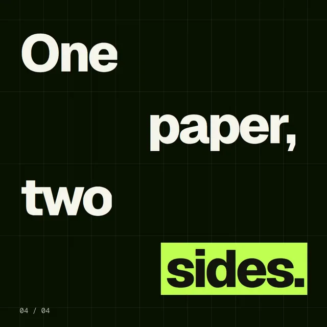 Video for contracts.io: "One paper, two sides.". Kinetic type grid, 6.0 s, dark palette.