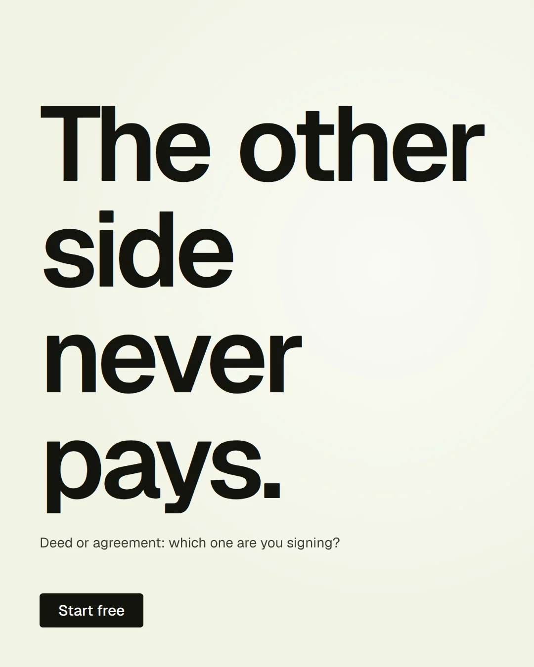 Video for contracts.io: "The other side never pays.". Doc motion loop, 8.0 s, light palette.