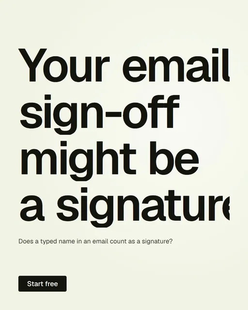 Video for contracts.io: "Your email sign-off might be a signature.". Doc motion loop, 8.0 s, light palette.
