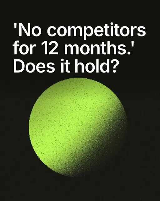 Video for contracts.io: "'No competitors for 12 months.' Does it hold?". Shader loop, 6.0 s, dark palette.