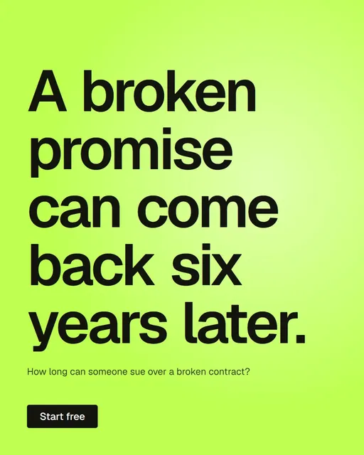 Video for contracts.io: "A broken promise can come back six years later.". Doc motion loop, 8.0 s, light palette.