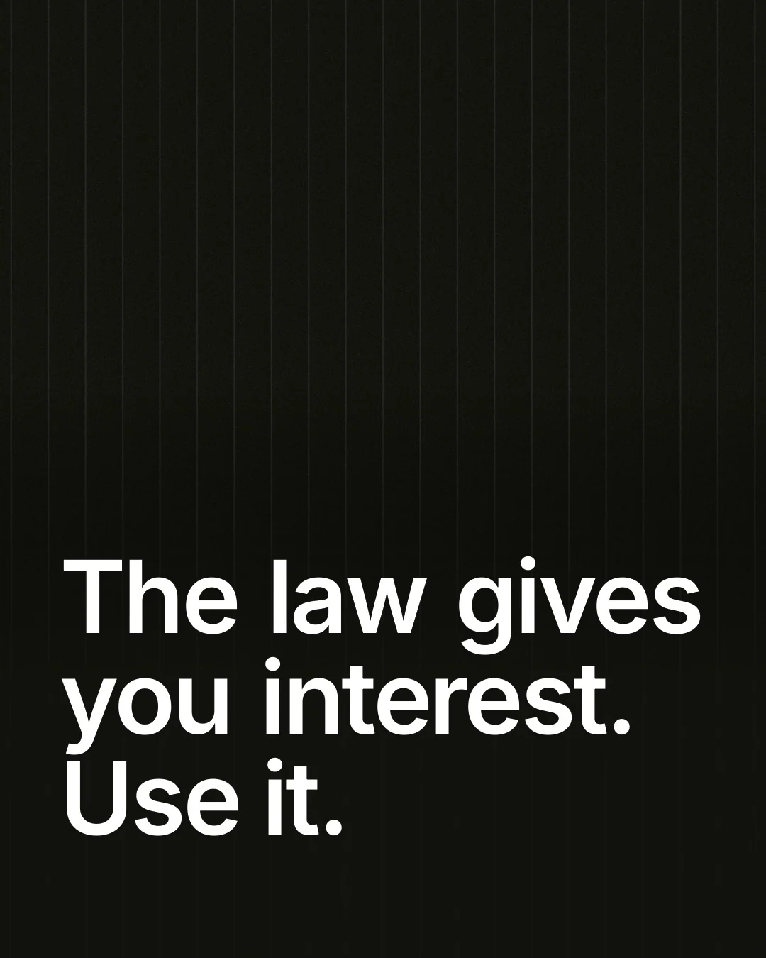 Video for contracts.io: "The law gives you interest. Use it.". Shader loop, 6.0 s, dark palette.