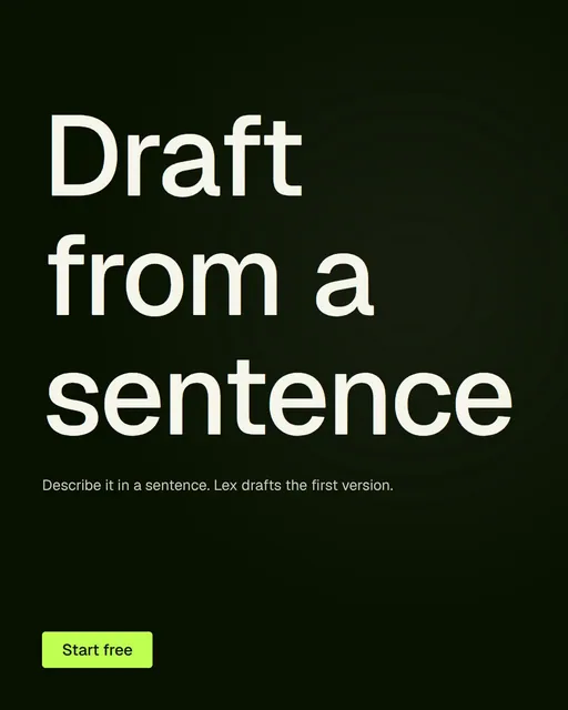 Video for contracts.io: "Draft from a sentence". Doc motion loop, 6.0 s, dark palette.
