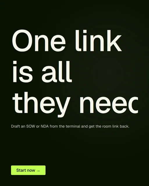 Video for contracts.io: "One link is all they need.". Doc motion loop, 8.0 s, dark palette.