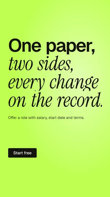 Video for contracts.io: "One paper, two sides, every change on the record.". Doc motion loop, 8.0 s, light palette.