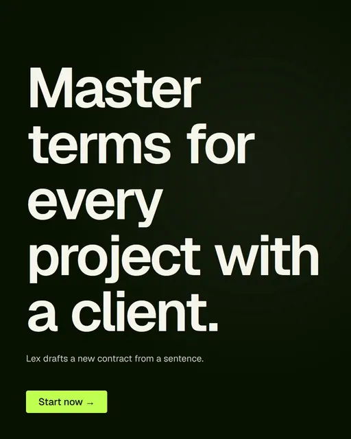 Video for contracts.io: "Master terms for every project with a client.". Doc motion loop, 8.0 s, dark palette.