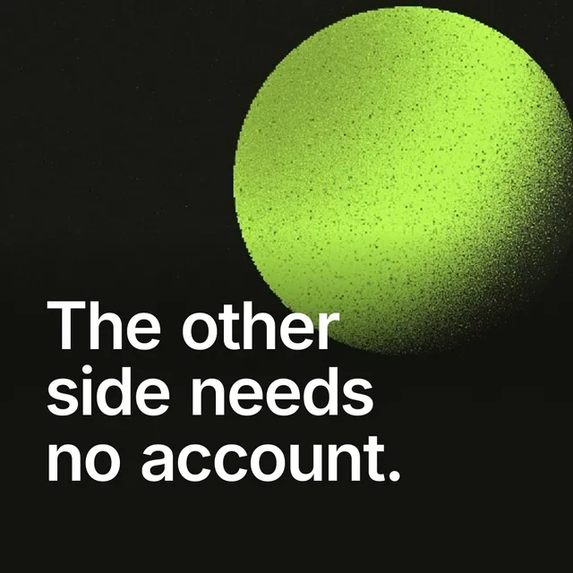 Video for contracts.io: "The other side needs no account.". Shader loop, 6.0 s, dark palette.