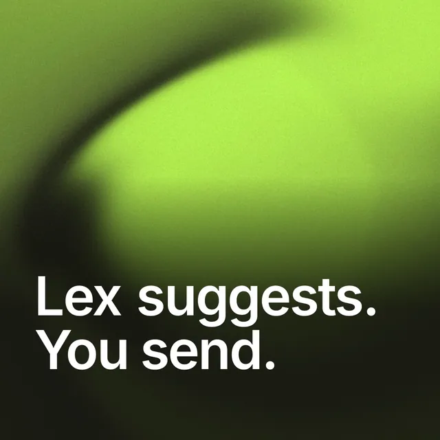 Video for contracts.io: "Lex suggests. You send.". Shader loop, 6.0 s, dark palette.