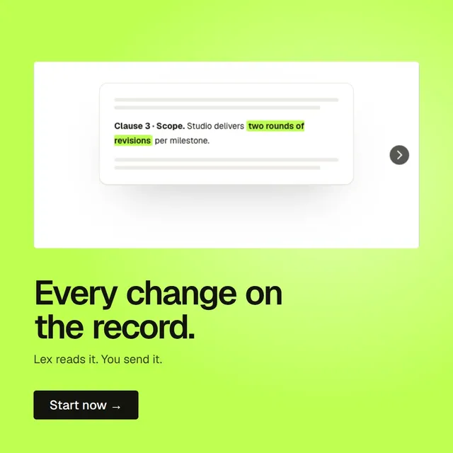 Video for contracts.io: "Every change on the record.". Doc motion loop, 6.0 s, light palette.
