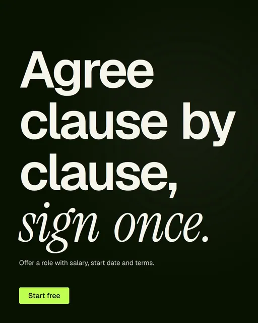 Video for contracts.io: "Agree clause by clause, sign once.". Doc motion loop, 6.0 s, dark palette.