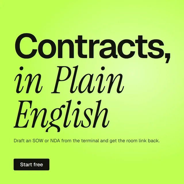 Video for contracts.io: "Contracts, in Plain English". Doc motion loop, 7.0 s, light palette.