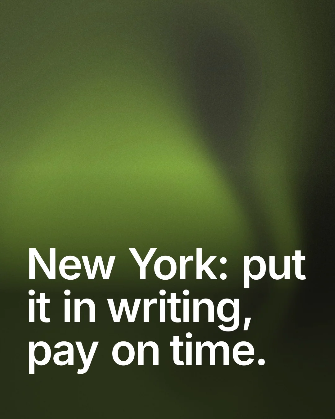 Video for contracts.io: "New York: put it in writing, pay on time.". Shader loop, 6.0 s, dark palette.