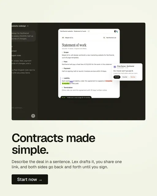Video for contracts.io: "Contracts made simple.". Doc motion loop, 6.0 s, light palette.