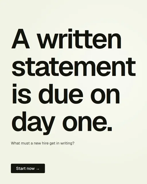 Video for contracts.io: "A written statement is due on day one.". Kinetic type grid, 6.0 s, light palette.