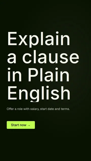 Video for contracts.io: "Explain a clause in Plain English". Doc motion loop, 7.0 s, dark palette.