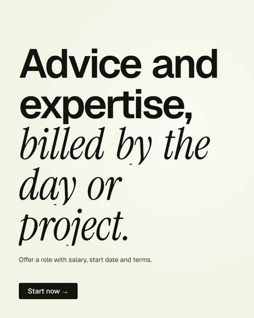 Video for contracts.io: "Advice and expertise, billed by the day or project.". Doc motion loop, 8.0 s, light palette.