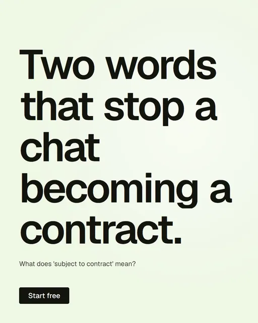Video for contracts.io: "Two words that stop a chat becoming a contract.". Doc motion loop, 8.0 s, light palette.