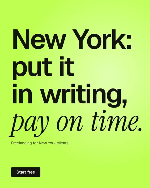 Video for contracts.io: "New York: put it in writing, pay on time.". Doc motion loop, 6.0 s, light palette.
