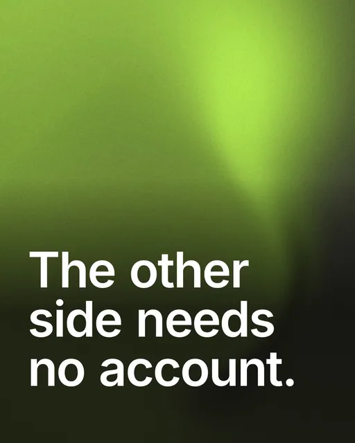 Video for contracts.io: "The other side needs no account.". Shader loop, 6.0 s, dark palette.