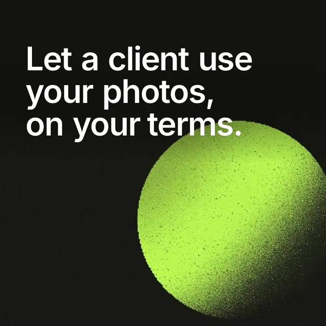 Video for contracts.io: "Let a client use your photos, on your terms.". Shader loop, 6.0 s, dark palette.