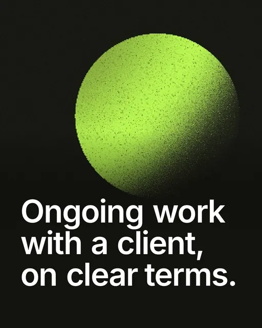 Video for contracts.io: "Ongoing work with a client, on clear terms.". Shader loop, 6.0 s, dark palette.