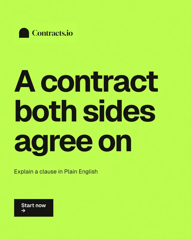 Instagram portrait post for contracts.io: "A contract both sides agree on". Swiss style, announce layout, light palette in green.