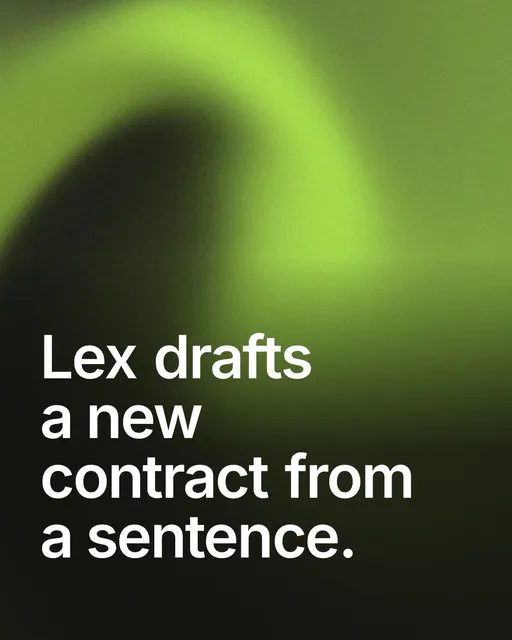 Video for contracts.io: "Lex drafts a new contract from a sentence.". Shader loop, 6.0 s, dark palette.