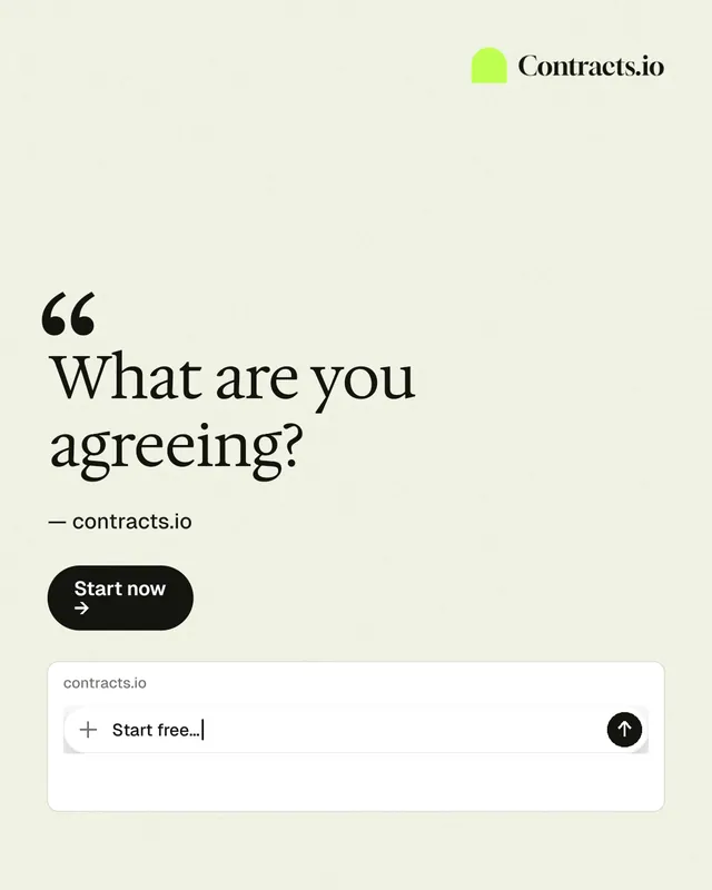 Instagram portrait post for contracts.io: "What are you agreeing?" Data card style, quote layout, light palette in white.