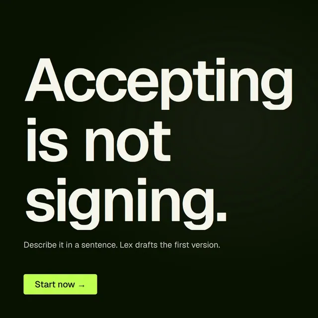 Video for contracts.io: "Accepting is not signing.". Doc motion loop, 8.0 s, dark palette.