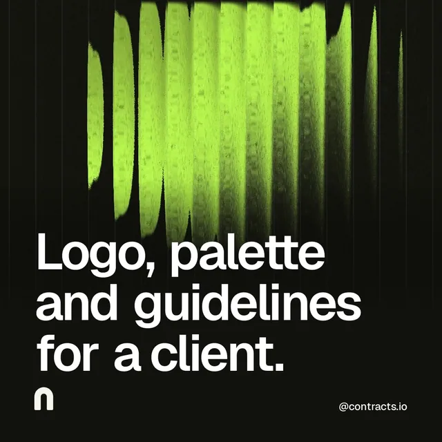 Video for contracts.io: "Logo, palette and guidelines for a client.". Shader loop, 6.0 s, dark palette.