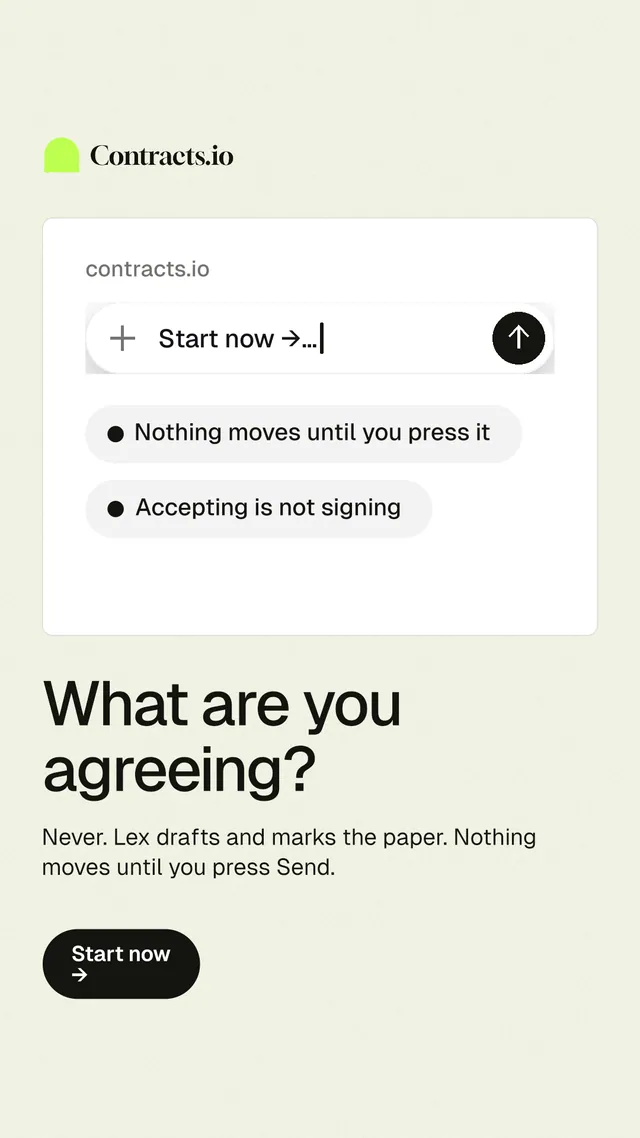 Instagram story for contracts.io: "What are you agreeing?" Data card style, bottom layout, light palette in white, grey.