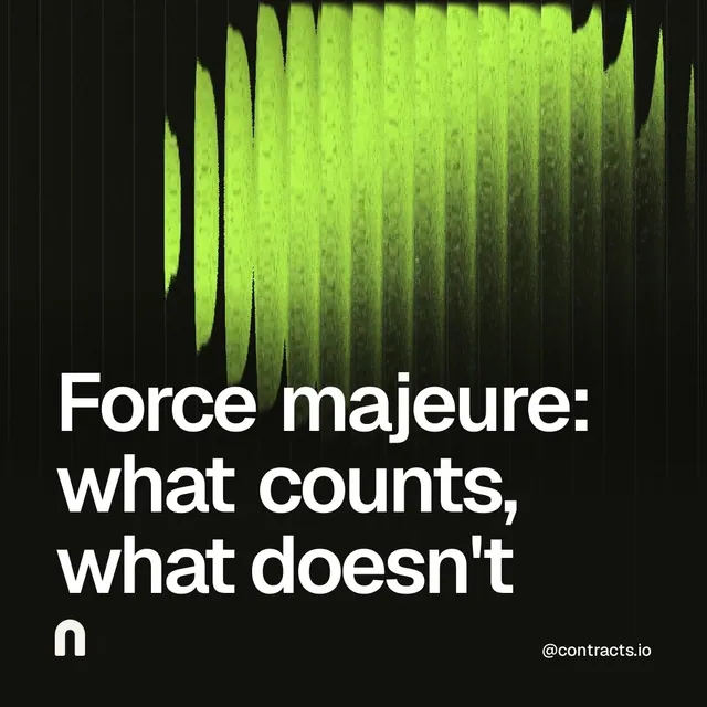 Video for contracts.io: "Force majeure: what counts, what doesn't". Shader loop, 6.0 s, dark palette.