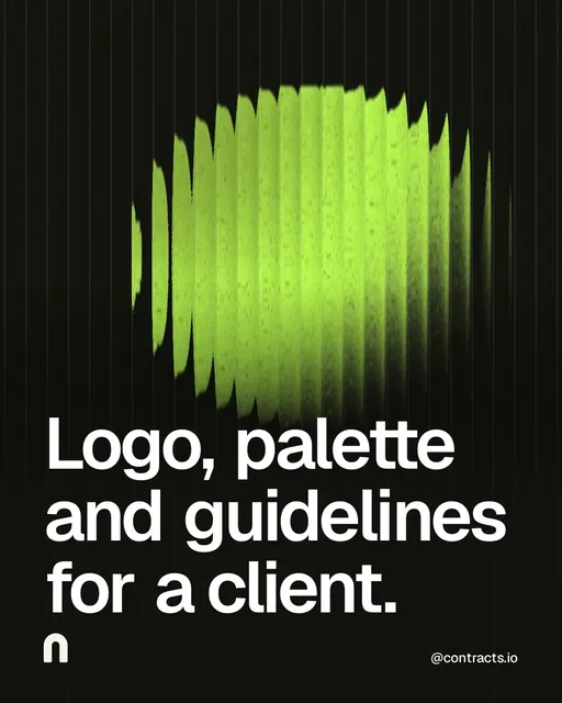 Video for contracts.io: "Logo, palette and guidelines for a client.". Shader loop, 6.0 s, dark palette.