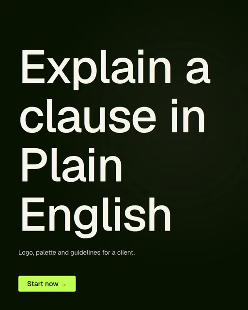 Video for contracts.io: "Explain a clause in Plain English". Doc motion loop, 8.0 s, dark palette.
