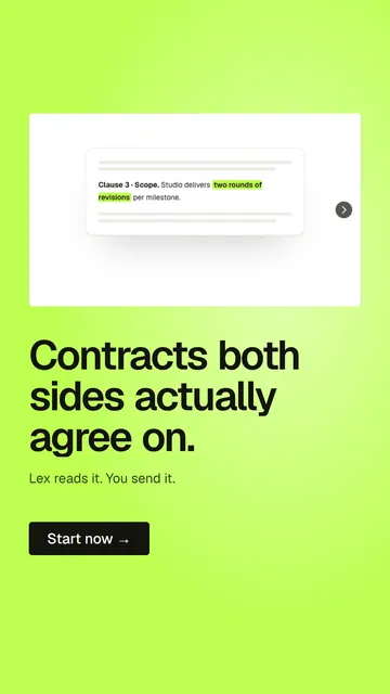 Video for contracts.io: "Contracts both sides actually agree on.". Doc motion loop, 7.0 s, light palette.