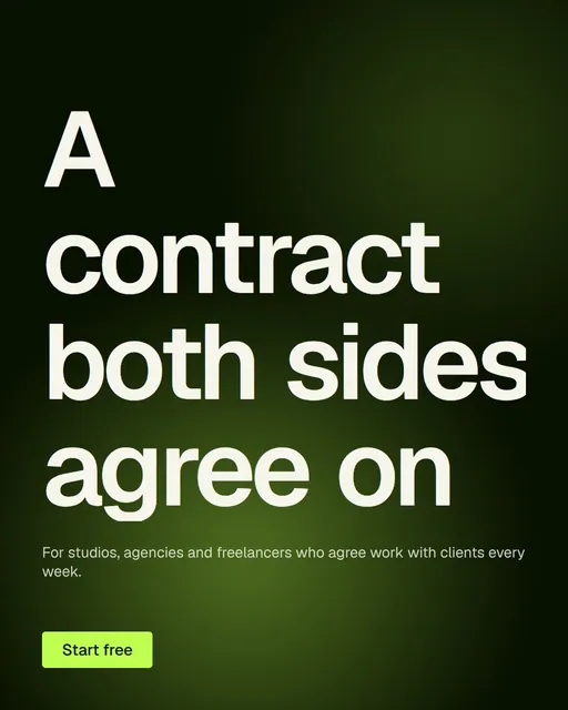 Video for contracts.io: "A contract both sides agree on". Doc motion loop, 8.0 s, dark palette.