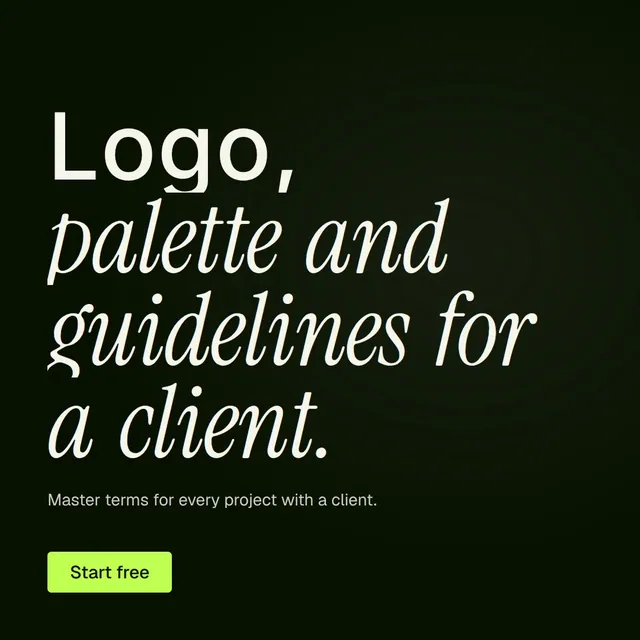 Video for contracts.io: "Logo, palette and guidelines for a client.". Doc motion loop, 7.0 s, dark palette.
