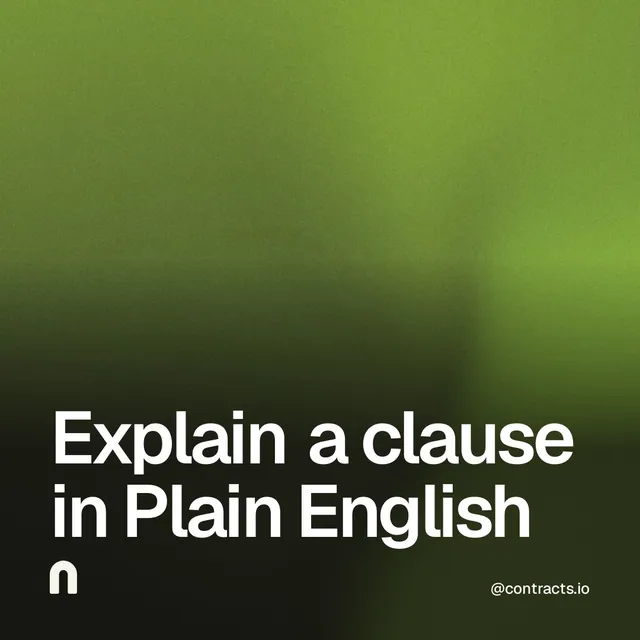 Video for contracts.io: "Explain a clause in Plain English". Shader loop, 6.0 s, dark palette.