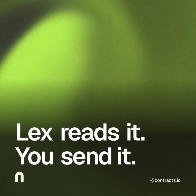 Video for contracts.io: "Lex reads it. You send it.". Shader loop, 6.0 s, dark palette.