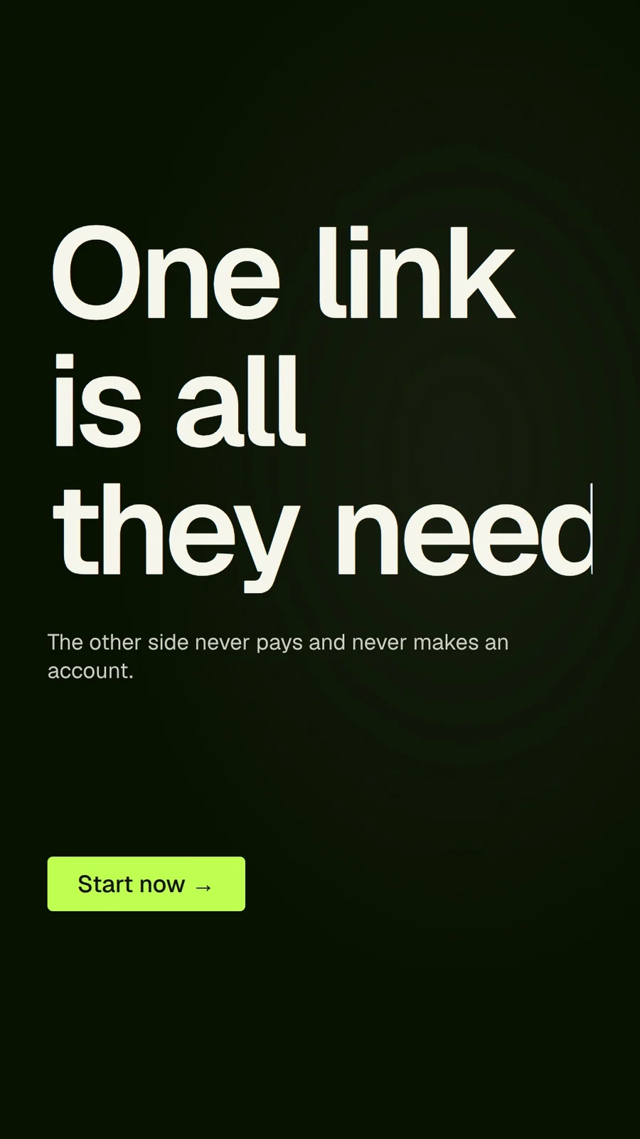 Video for contracts.io: "One link is all they need.". Doc motion loop, 8.0 s, dark palette.