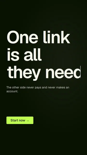 Video for contracts.io: "One link is all they need.". Doc motion loop, 8.0 s, dark palette.