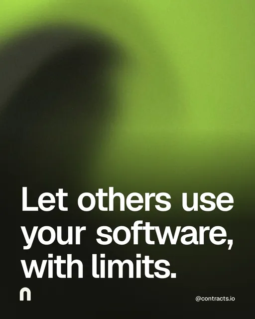 Video for contracts.io: "Let others use your software, with limits.". Shader loop, 6.0 s, dark palette.