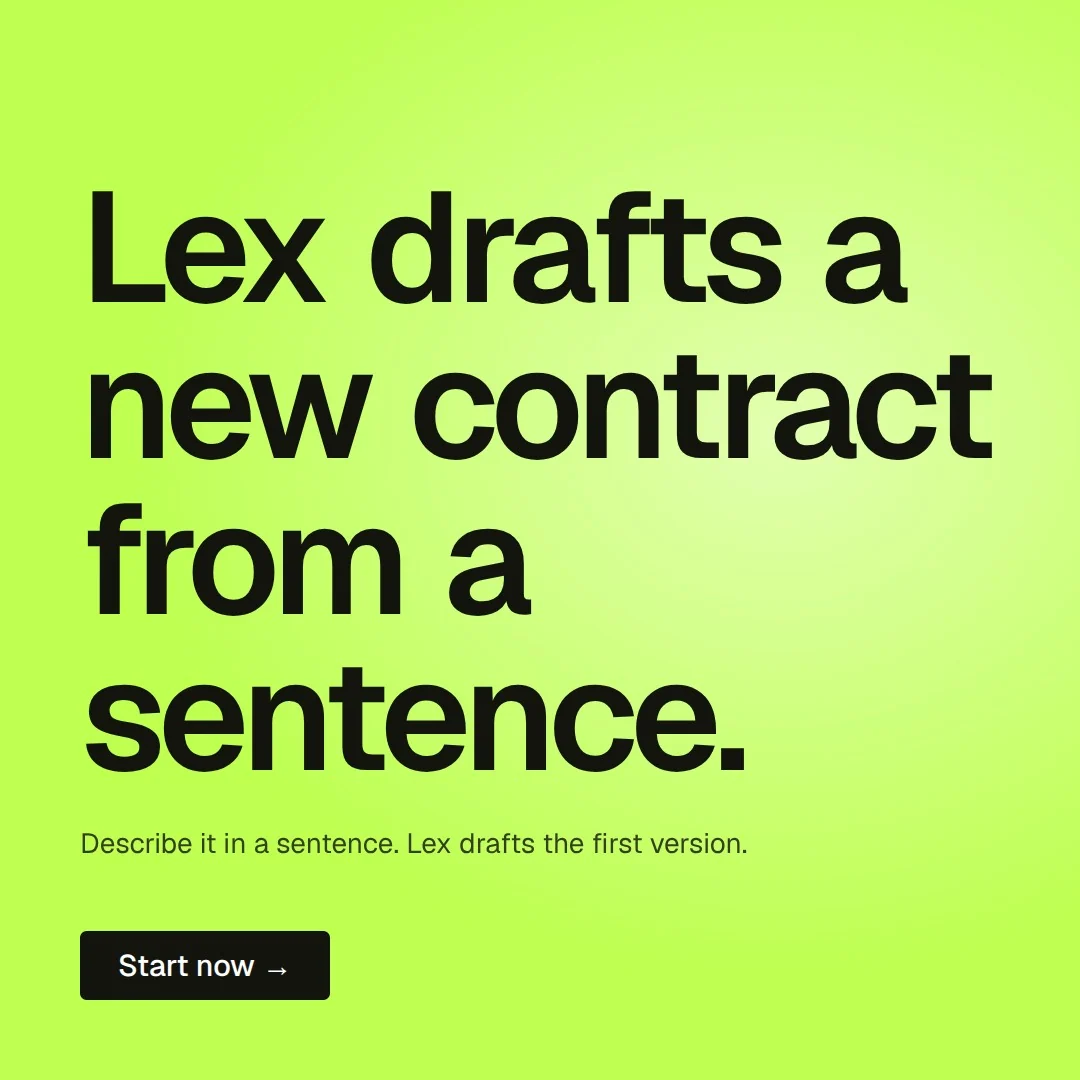 Video for contracts.io: "Lex drafts a new contract from a sentence.". Doc motion loop, 8.0 s, light palette.