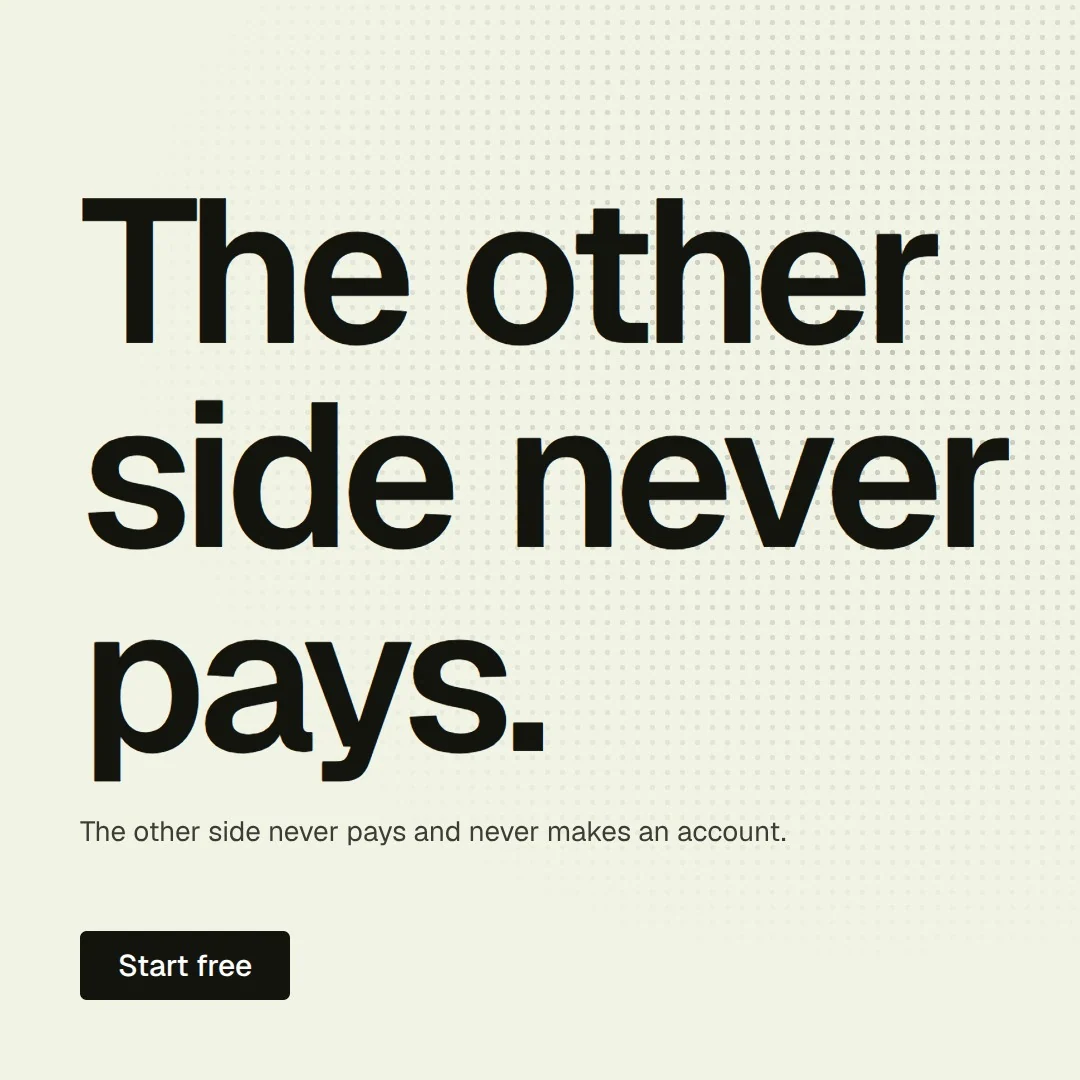 Video for contracts.io: "The other side never pays.". Doc motion loop, 6.0 s, light palette.