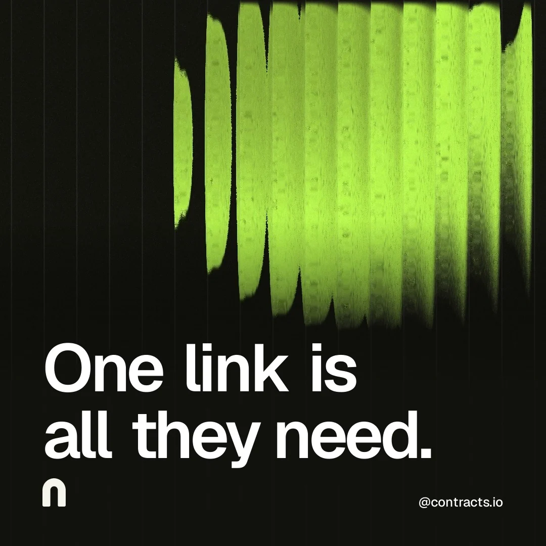 Video for contracts.io: "One link is all they need.". Shader loop, 6.0 s, dark palette.
