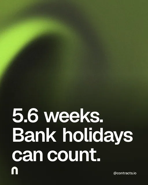 Video for contracts.io: "5.6 weeks. Bank holidays can count.". Shader loop, 6.0 s, dark palette.