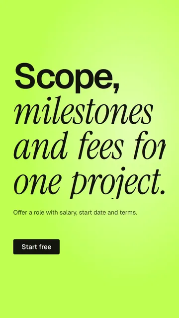 Video for contracts.io: "Scope, milestones and fees for one project.". Doc motion loop, 8.0 s, light palette.