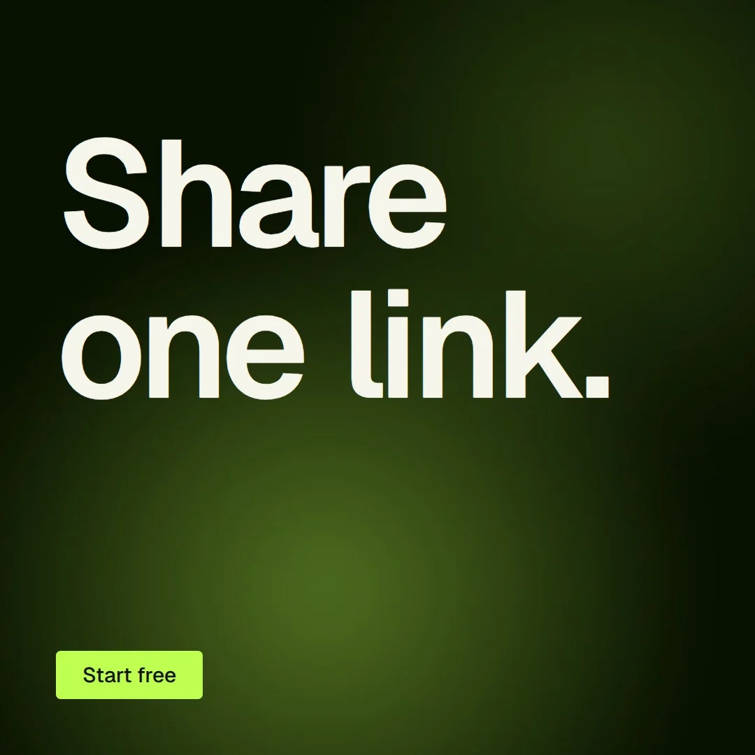 Video for contracts.io: "Share one link.". Doc motion loop, 7.0 s, dark palette.