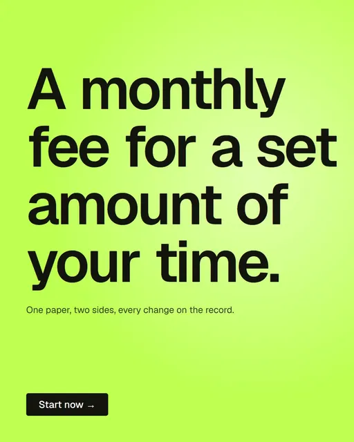 Video for contracts.io: "A monthly fee for a set amount of your time.". Doc motion loop, 6.0 s, light palette.