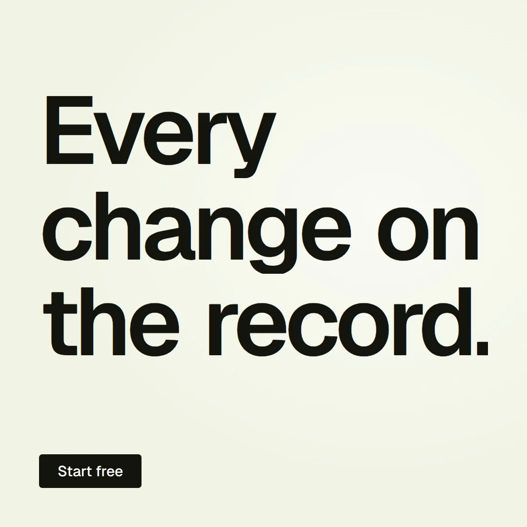 Video for contracts.io: "Every change on the record.". Doc motion loop, 7.0 s, light palette.